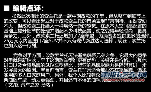 外观变化/增七座 实拍改款起亚索兰托 汽车之家