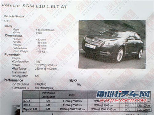 预计年内上市 新君威增1.6t自动挡车型 汽车之家