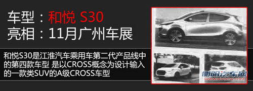 江淮和悦首款SUV-S30曝光 9款新车将上