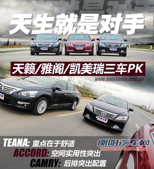 天生就是对手 天籁/雅阁/凯美瑞三车PK