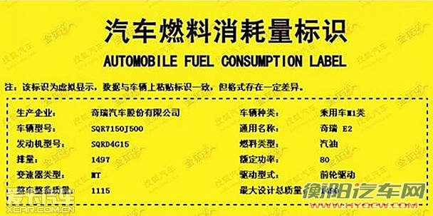 奇瑞E2专利申报信息