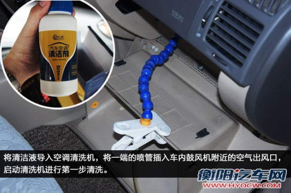 通过清洗机将清洁液导入车辆